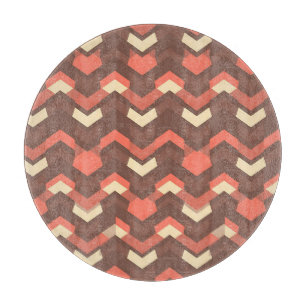 Retro Geometric Chevron Pattern Mid-Century Modern Cutting Board