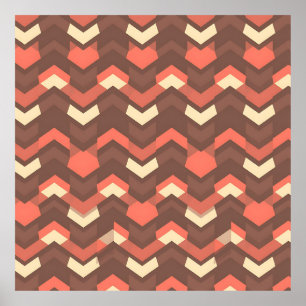 Retro Geometric Chevron Pattern Mid-Century Modern Poster
