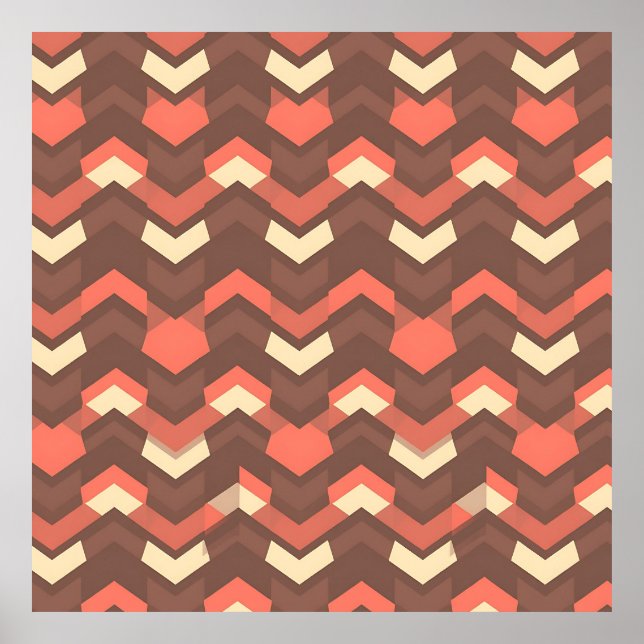 Retro Geometric Chevron Pattern Mid-Century Modern Poster (Front)