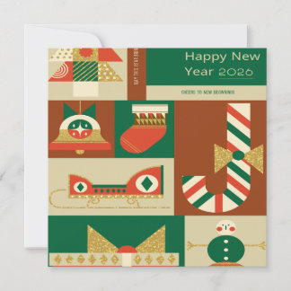 Retro Geometric Christmas Greeting Card – Festive.