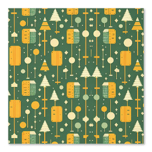 Retro Geometric Christmas Trees Pattern Wallpaper