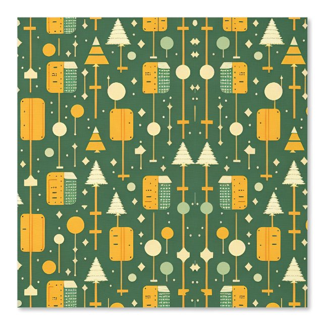 Retro Geometric Christmas Trees Pattern Wallpaper (Front)