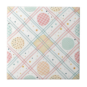 Retro Geometric Circle   Mid-Century Abstract (2) Ceramic Tile