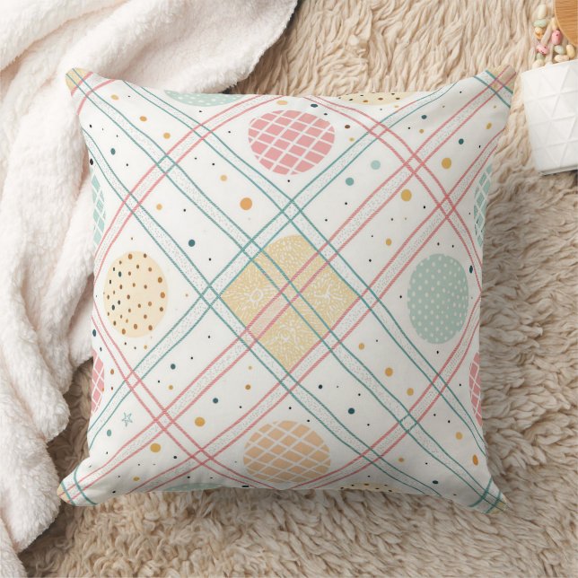 Retro Geometric Circle | Mid-Century Abstract (2) Cushion (Blanket)