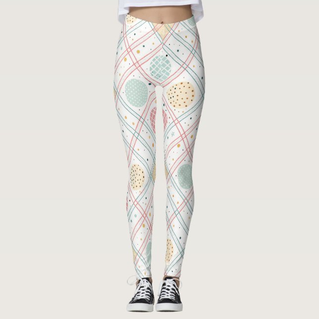 Retro Geometric Circle | Mid-Century Abstract (2) Leggings (Front)
