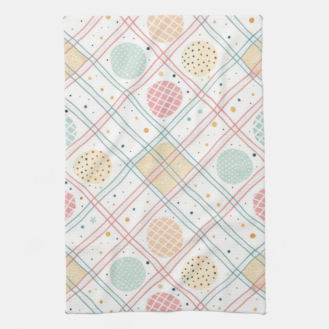 Retro Geometric Circle | Mid-Century Abstract (2) Tea Towel (Vertical)