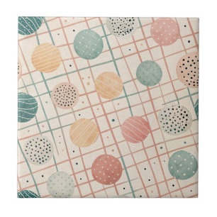 Retro Geometric Circle Mid-Century Abstract (3) Ceramic Tile