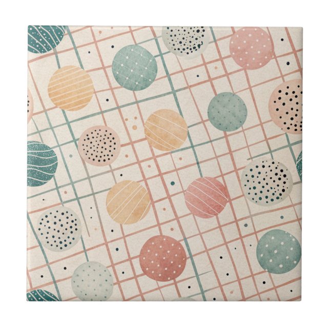Retro Geometric Circle | Mid-Century Abstract (3) Ceramic Tile (Front)
