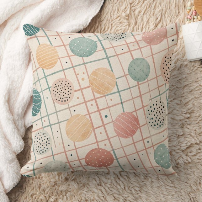 Retro Geometric Circle | Mid-Century Abstract (3) Cushion (Blanket)
