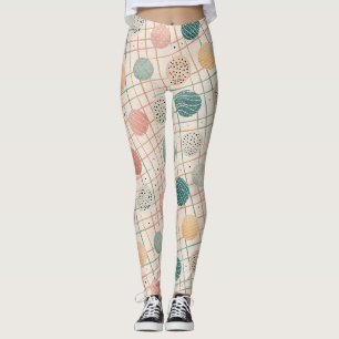 Retro Geometric Circle   Mid-Century Abstract (3) Leggings