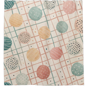 Retro Geometric Circle Mid-Century Abstract (3) Shower Curtain