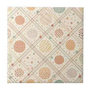 Retro Geometric Circle Mid-Century Abstract Ceramic Tile