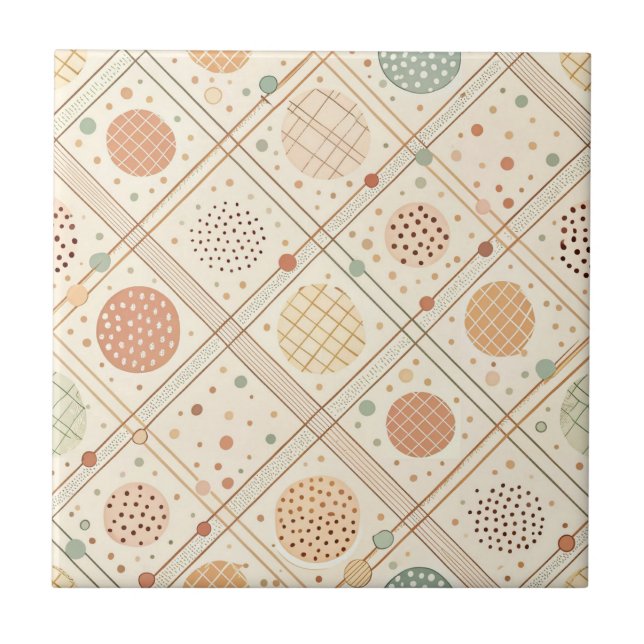 Retro Geometric Circle | Mid-Century Abstract Ceramic Tile (Front)