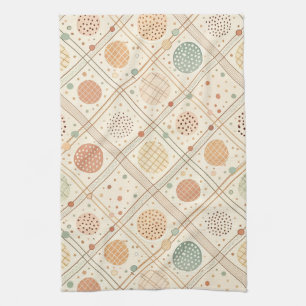 Retro Geometric Circle Mid-Century Abstract Tea Towel