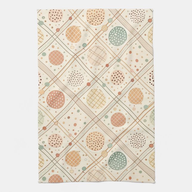 Retro Geometric Circle | Mid-Century Abstract Tea Towel (Vertical)