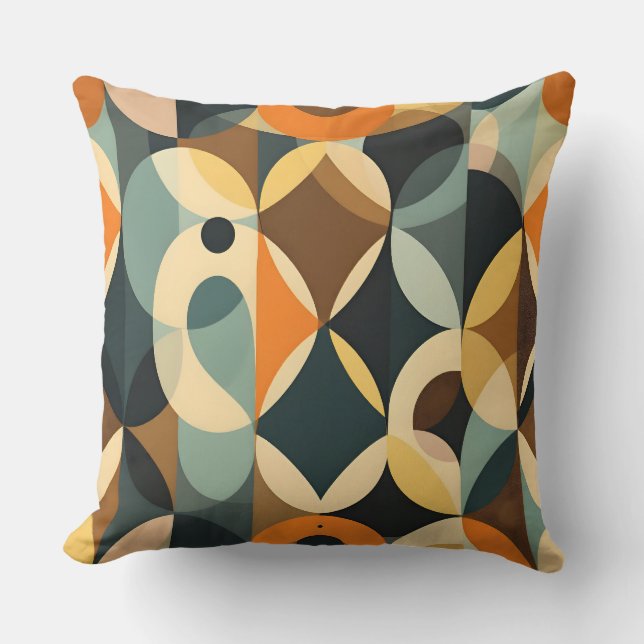 Retro Geometric Circle Pattern.Modern Outdoor Cushion (Front)
