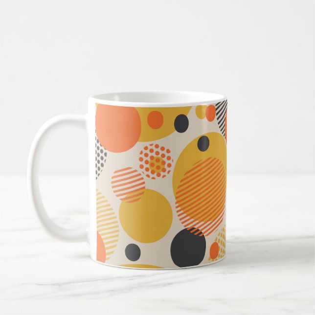 Retro Geometric Circles: 60s Vintage Coffee Mug (Left)