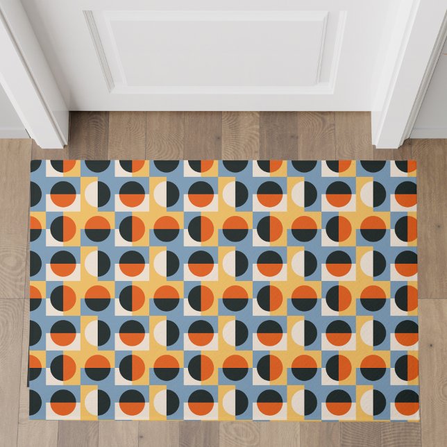 Retro Geometric Circles and Squares Colourful Doormat (Creator Uploaded)