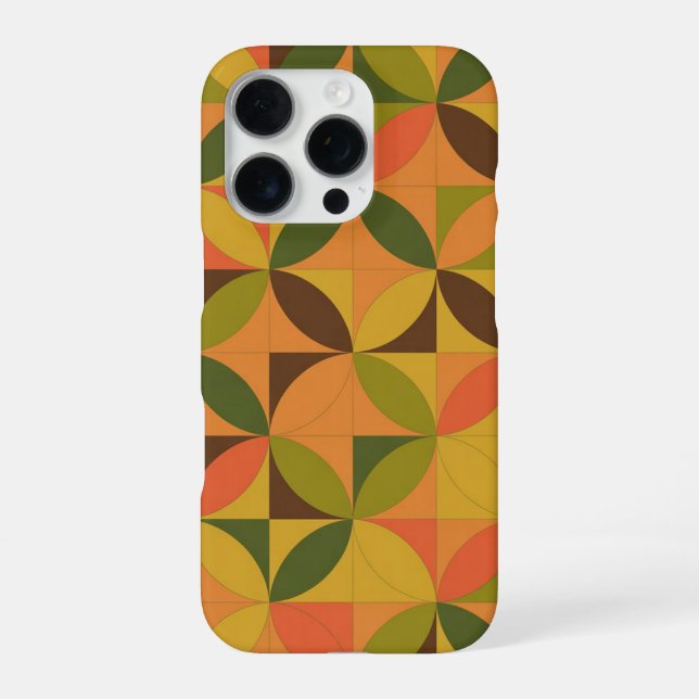 Retro Geometric Circles Pattern — 70s Mid-Century  iPhone Case (Back)