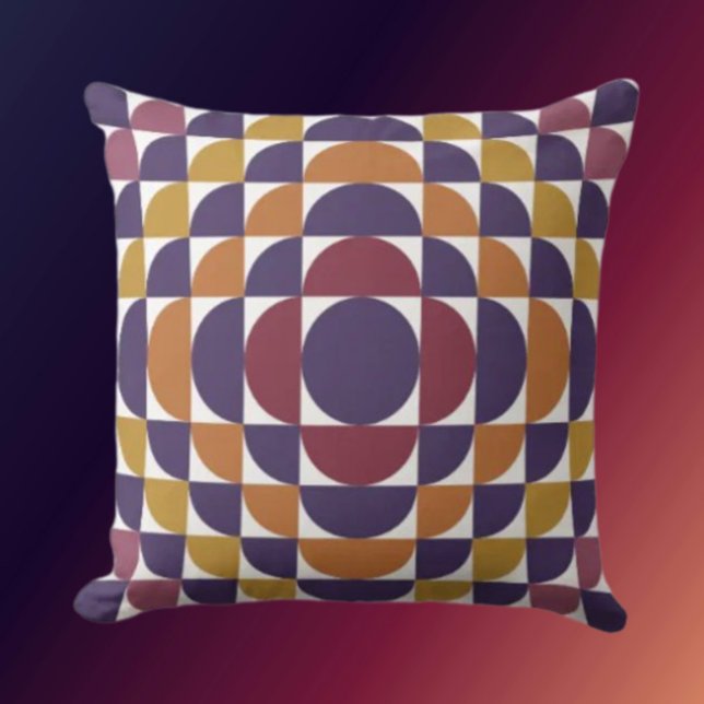 Retro Geometric Circles Throw Pillow (Creator Uploaded)
