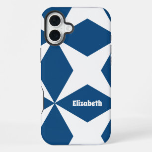 Retro Geometric Classic Navy Blue iPhone 16 Plus Case