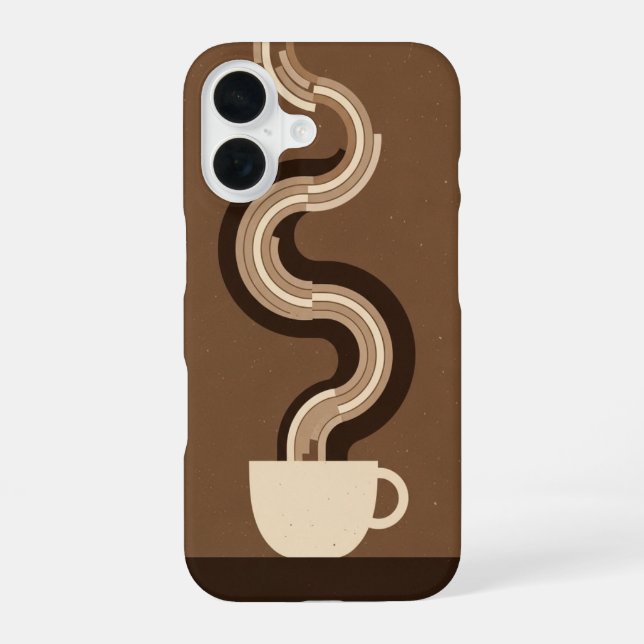Retro Geometric Coffee Vapour iPhone 16 Case (Back)