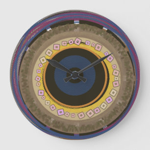 Retro Geometric Concentric Circles Modern Large Clock