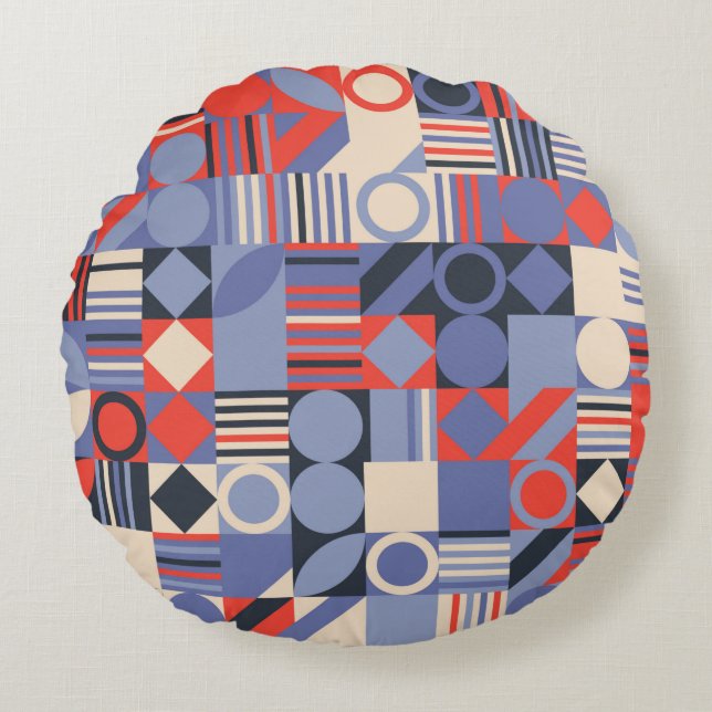 Retro geometric covers set. Bauhaus retro design c Round Cushion (Front)