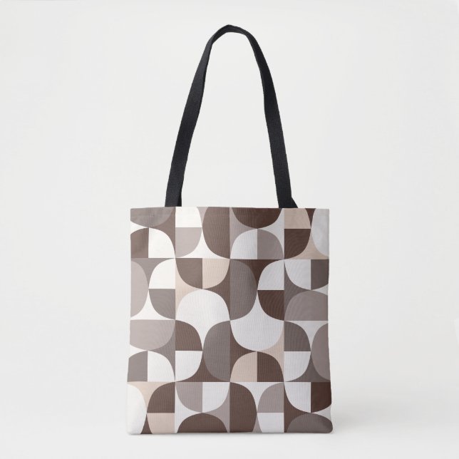 Retro Geometric Curves Pattern - Terra Brown Tote Bag (Front)