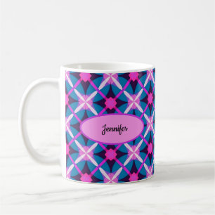 Retro Geometric Design in Pink, Purple and Blue -  Coffee Mug