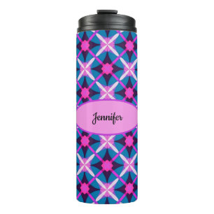 Retro Geometric Design in Pink, Purple and Blue -  Thermal Tumbler