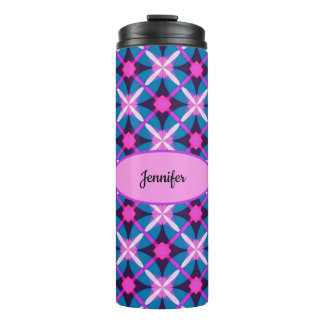 Retro Geometric Design in Pink, Purple and Blue -  Thermal Tumbler