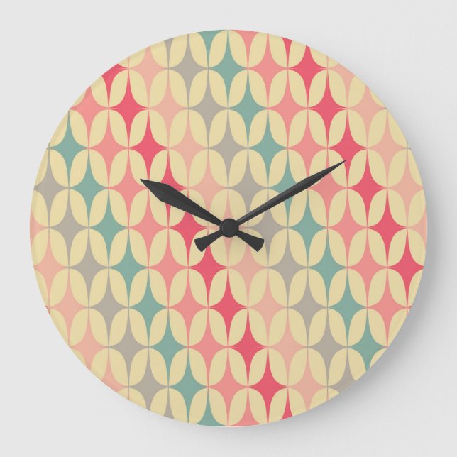 Retro Geometric: Diagonal Vintage Pattern. Large Clock (Front)