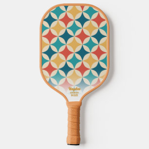 Retro Geometric Diamond Pattern Custom Text Cool  Pickleball Paddle