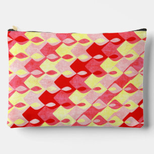 Retro Geometric Diamond Pattern Red, Pink & Yellow Accessory Pouch