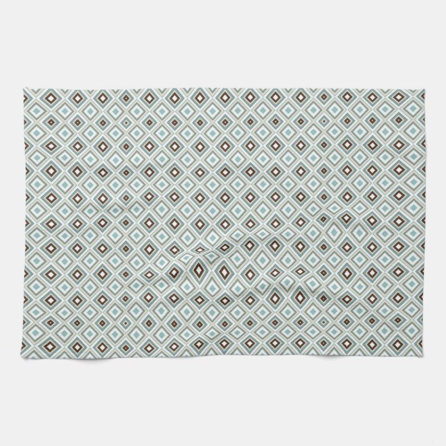 Retro Geometric Diamond Pattern Tea Towel (Horizontal)