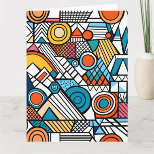 Retro Geometric Doodle Art Composition Card