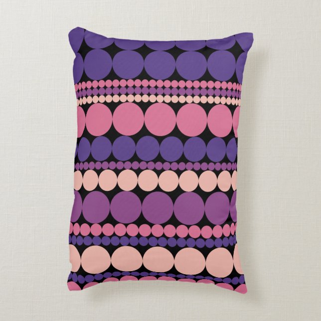 Retro Geometric Dotted Stripes Decorative Cushion (Back(Vertical))