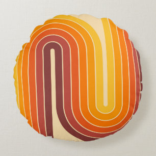 Retro Geometric Double Arch Design Round Cushion