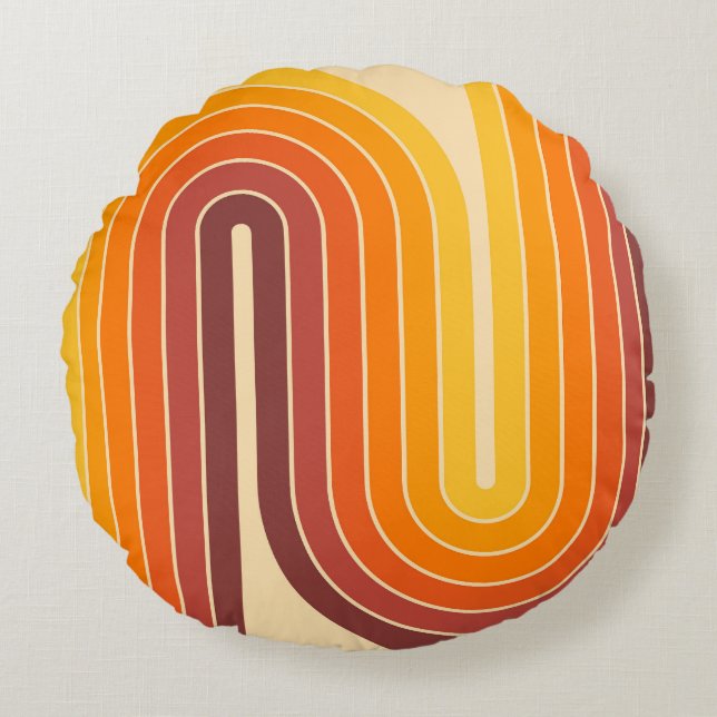 Retro Geometric Double Arch Design Round Cushion (Front)