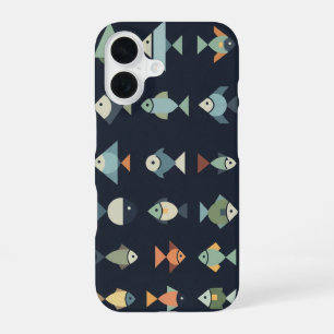 Retro Geometric Fish iPhone 16 Case