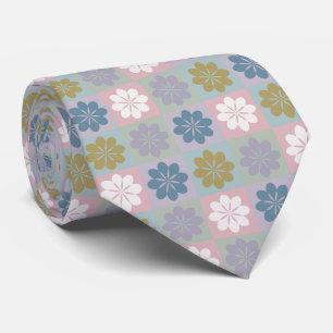 Retro Geometric Floral Pattern Neck Tie