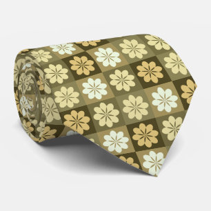 Retro Geometric Floral Pattern Neck Tie