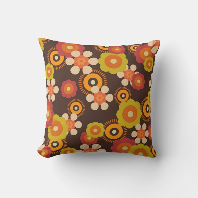 Retro geometric floral pillow (Front)