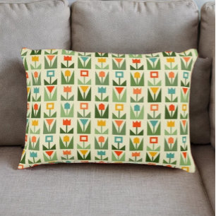Retro Geometric Floral Throw Pillow