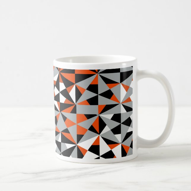 Retro Geometric Funky Orange Grey Black Pattern Coffee Mug (Right)