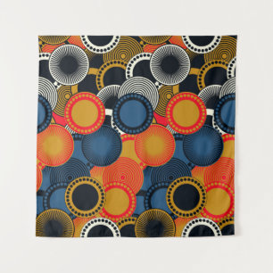 Retro Geometric: Golden Circles Harmony Tapestry