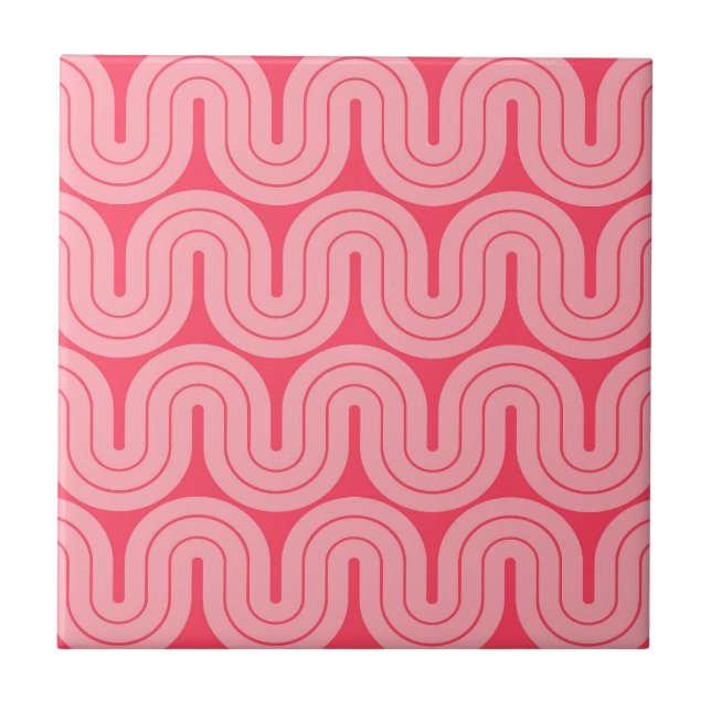 Retro Geometric Gradient Wave Design Ceramic Tile (Front)