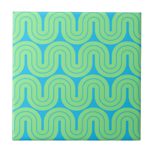 Retro Geometric Gradient Wave Design Ceramic Tile