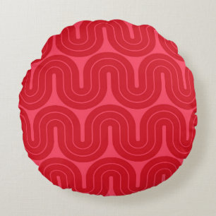 Retro Geometric Gradient Wave Design Round Cushion